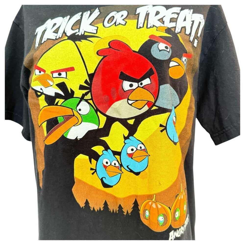 Angry Birds Halloween T Shirt‎ Youth Size 16/18 Black Trick Or Treat Pumpkin